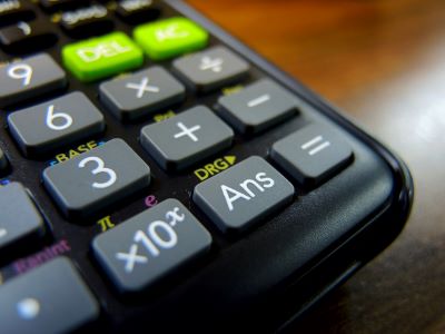 close up of a calculator buttons