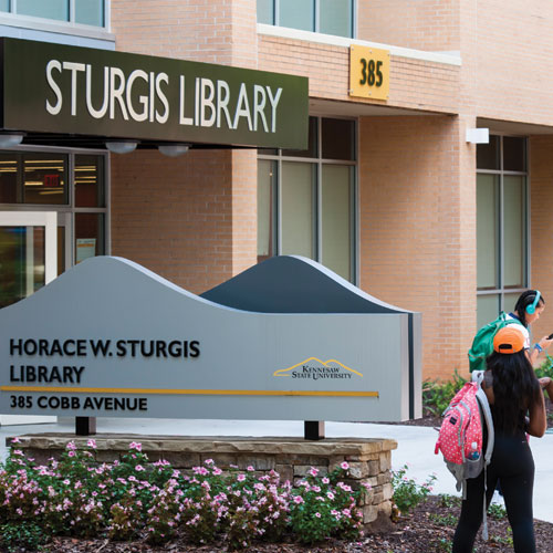 Entrence of Stergis Library on KSU's Kennesaw Campus
