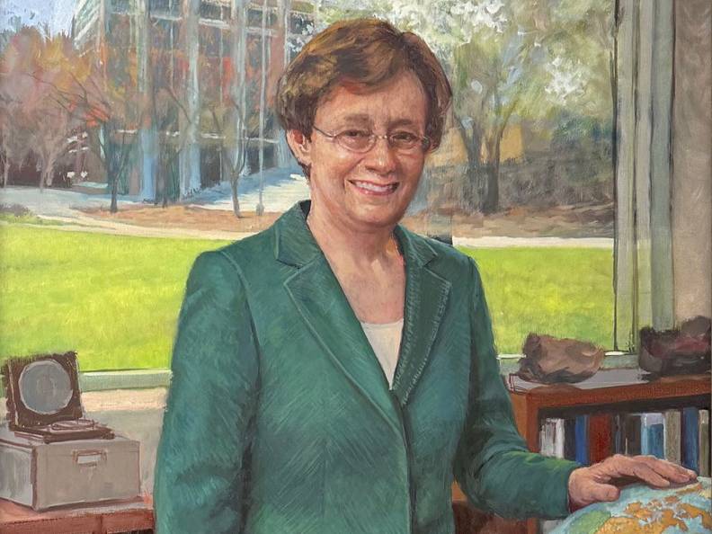 Painted portrait of former KSU President, Lisa Rossbacher