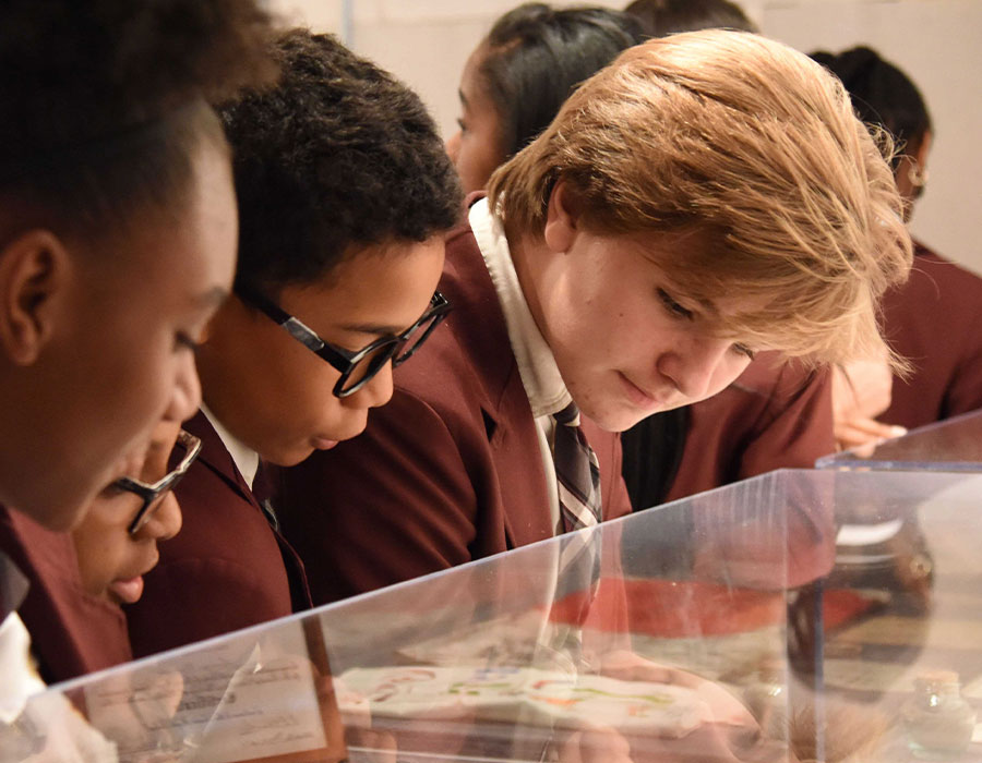 Children looking at display case