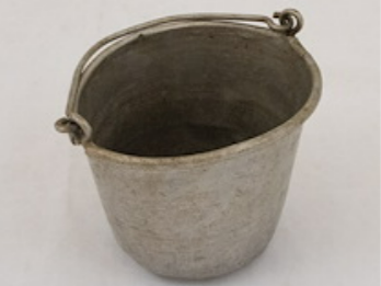 A dull metal pail