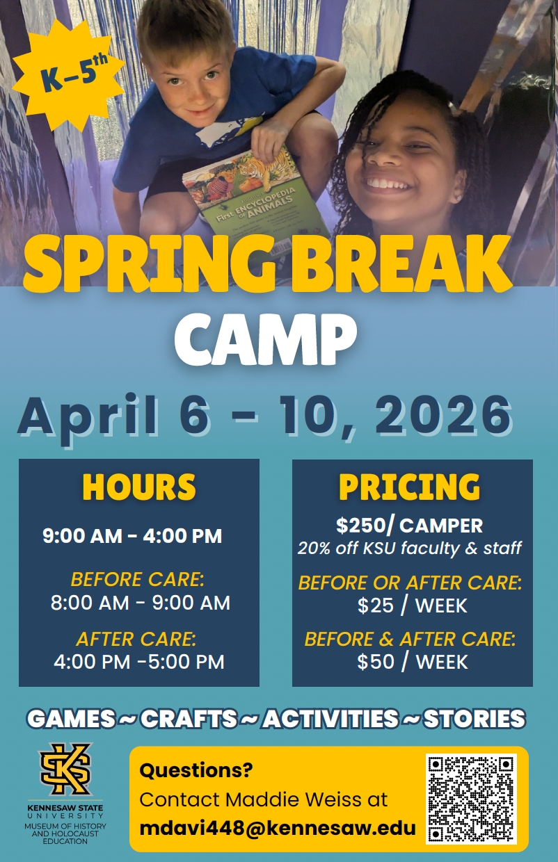 Spring break camp flyer. This flyer repeats the information posted above.