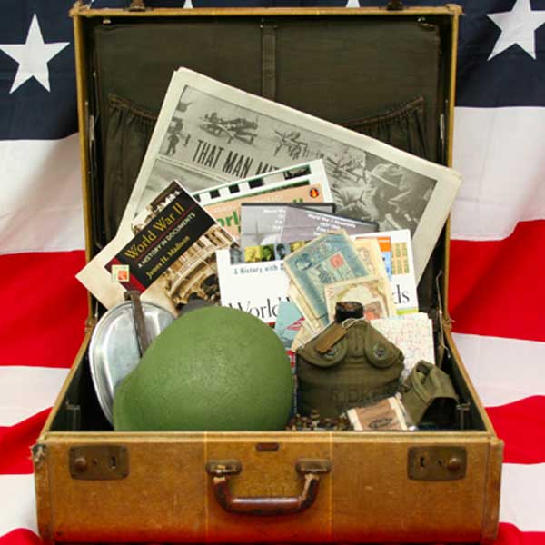 trunk filled with World War 2 memorabilia