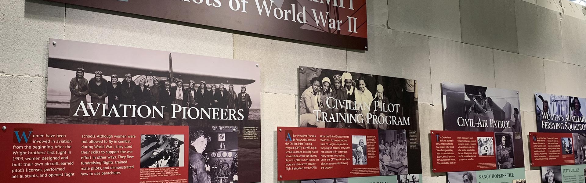 the sky's the limit women pilots of world war II museum plaque wall.