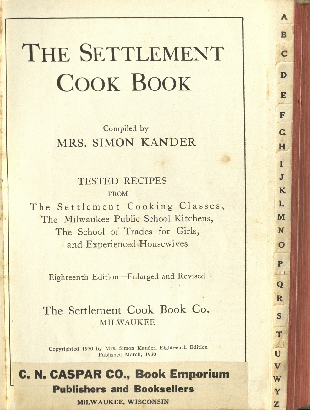settlement cookbook title