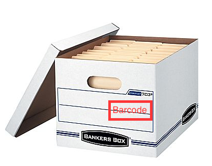 Bankers Box with a Barcode