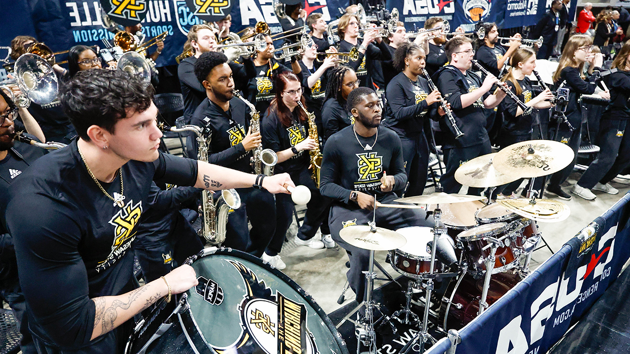 ksu band performing at basketball game
