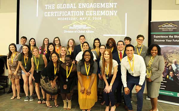 Global Engagement Certification recipients at Wednesday's ceremony.
