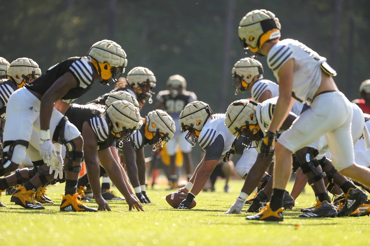 Football team at practice preaseason