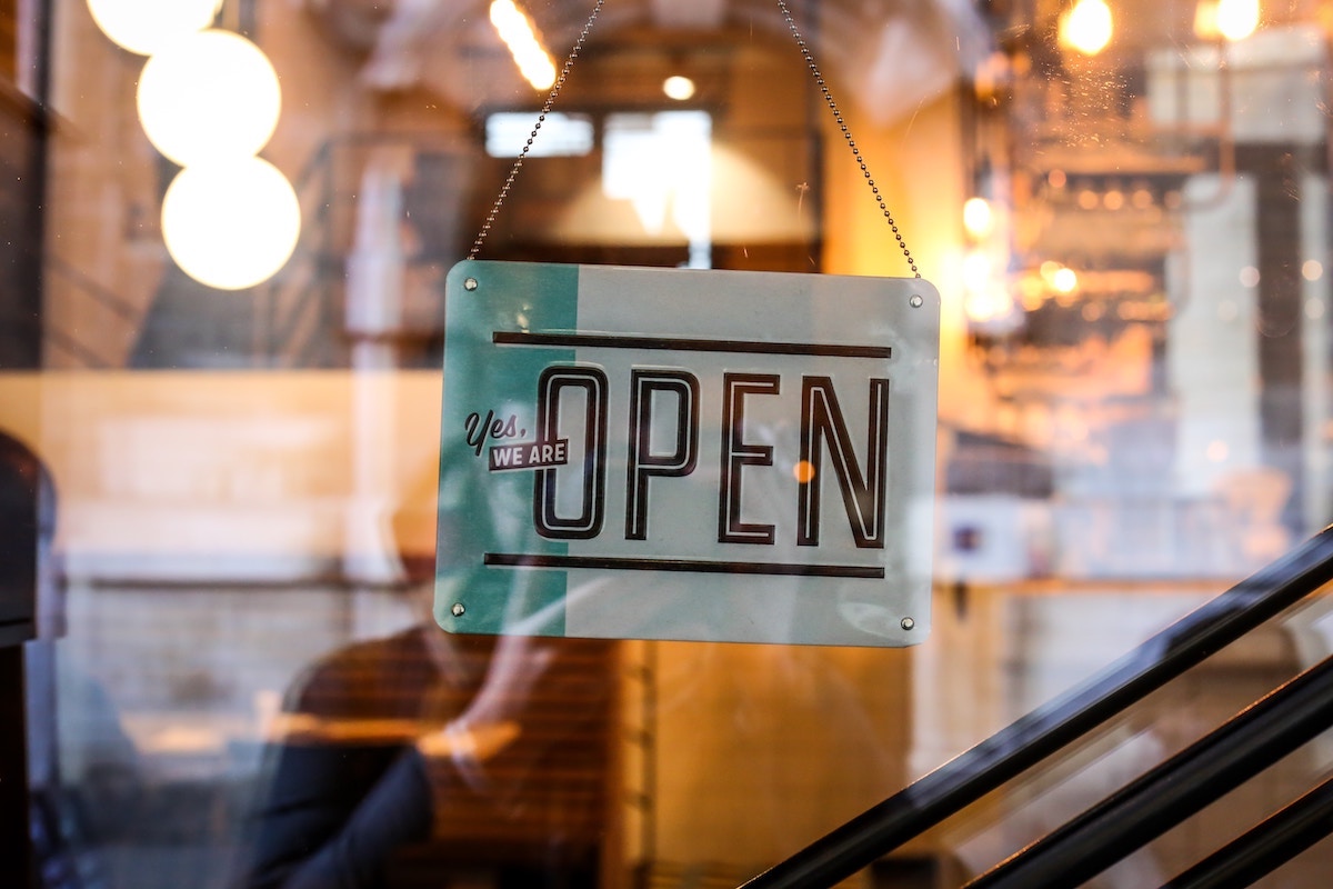 Open sign at a small business