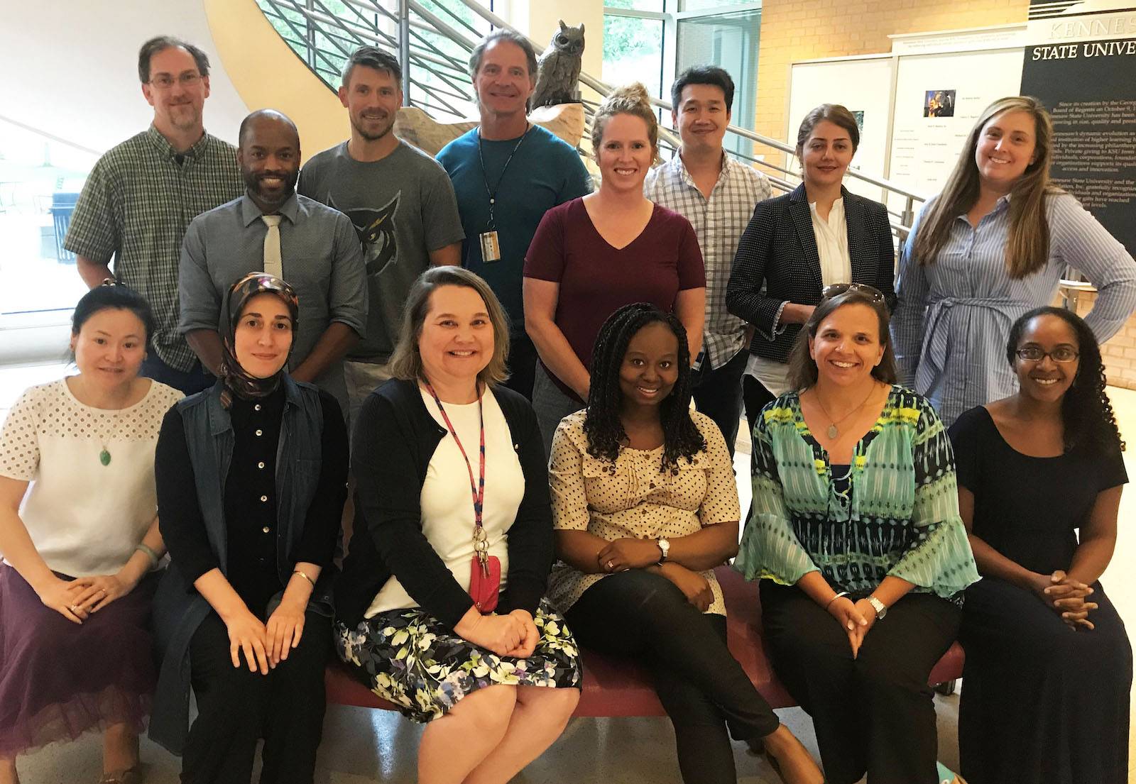 Seated – front row – left to right – Selena He, Ayse Tekes, Evelina Sterling, Joyce Adams, Allison Garefino, Ebony Glover Standing – back row – left to right – Brendan Callahan, Christopher Allen, Brian Kliszczewicz, Bob Buresh, Mari-Amanda (Aimee) Dyal, Hoseon Lee, Pegah Zamani, Katie Bennett