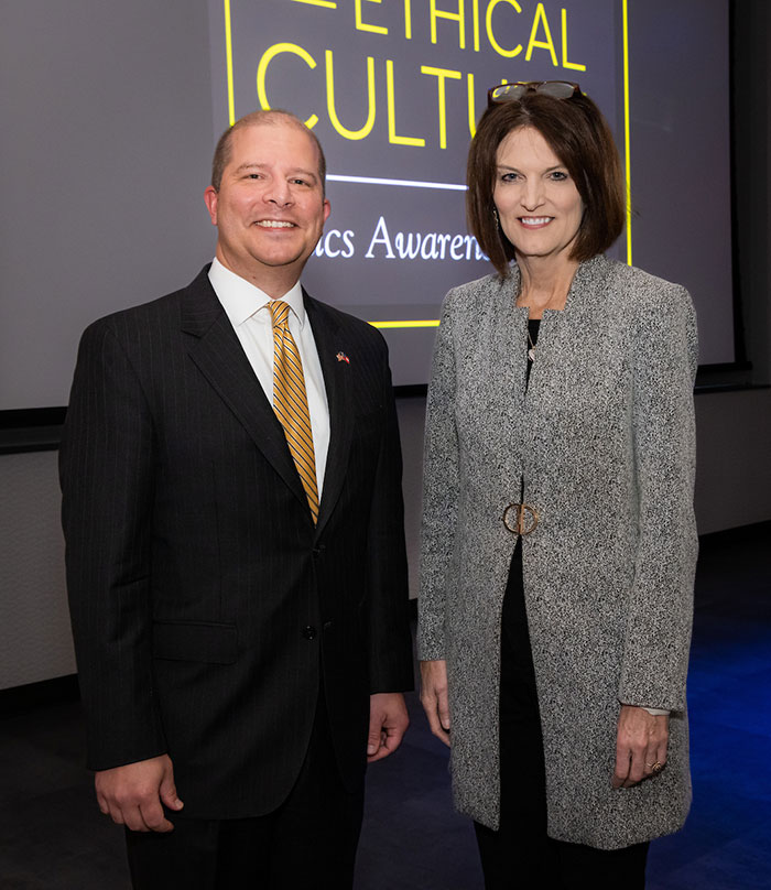 Nels Peterson and President Kathy Schwaig