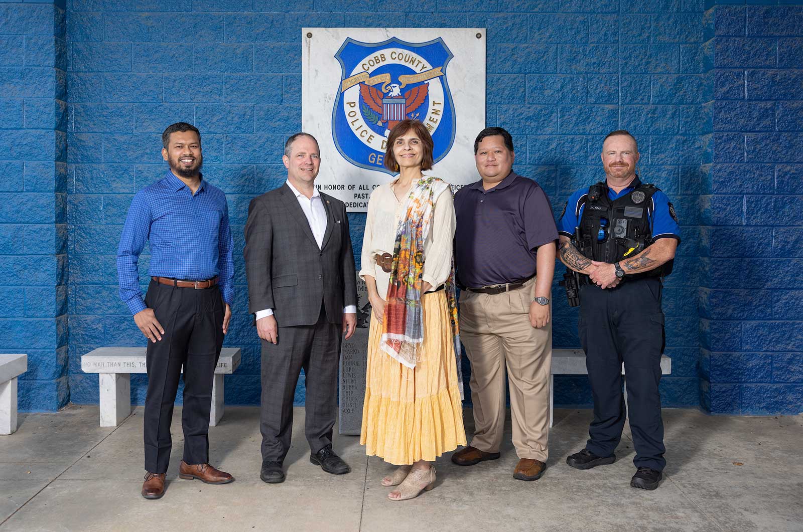 Photo of Md Abdullah Al Hafiz Khan, Dominic Thomas, Monica Nandan, Matthew Dames and Ofc. Jacob King