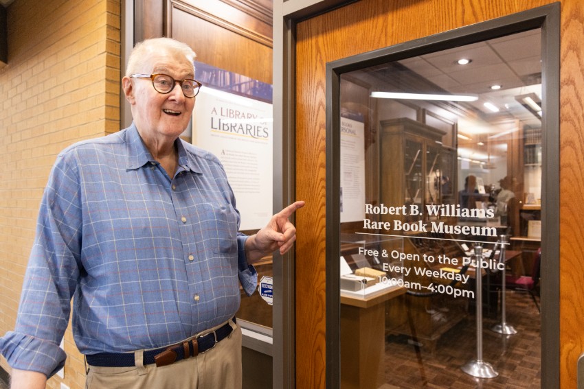 Bob Williams at the newly named Robert B. Williams Rare Book Museum