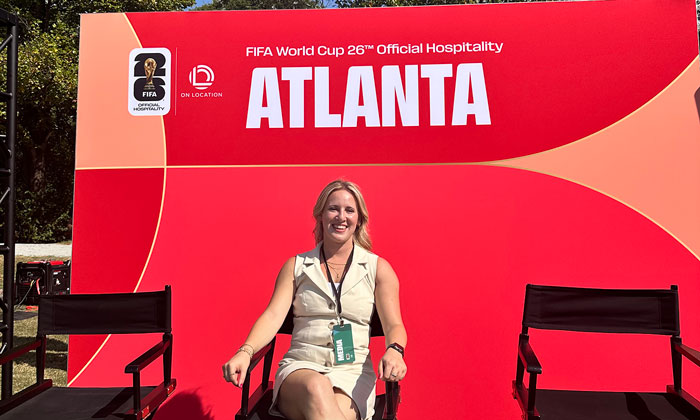 KSU alumna Maddie Crews at FIFA World Cup in Atlanta.