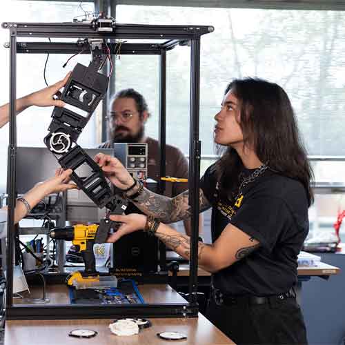 ksu student working on a engineering project.