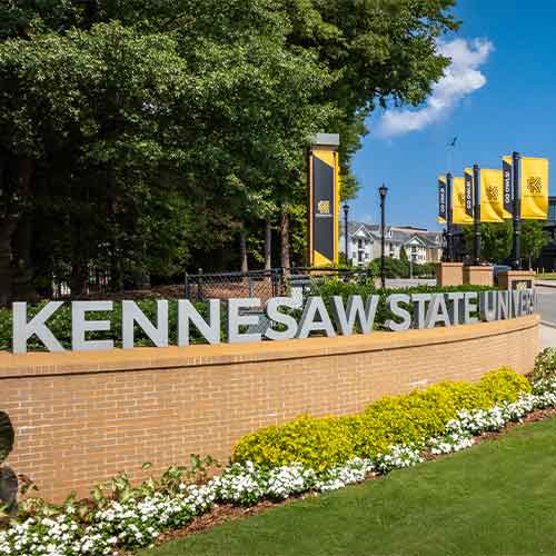 kennesaw state university sign on campus.