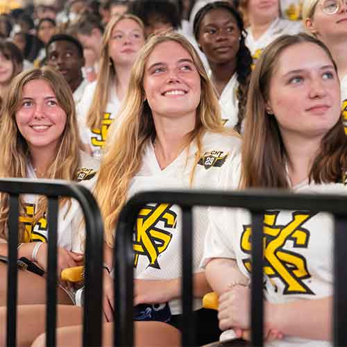 group of first flight students at orientation.