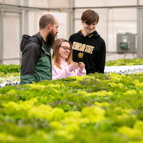 ksu students in the green house.