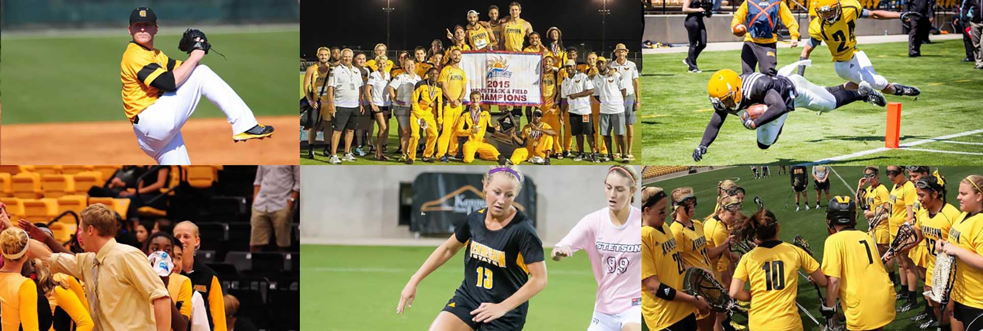 collage of several different sports played at ksu