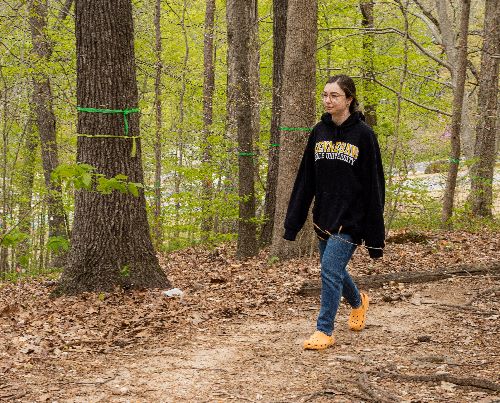 KSU student on a nature walk.