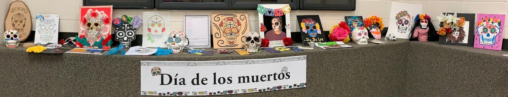  / full display table for dia de los muertos, day of the dead.