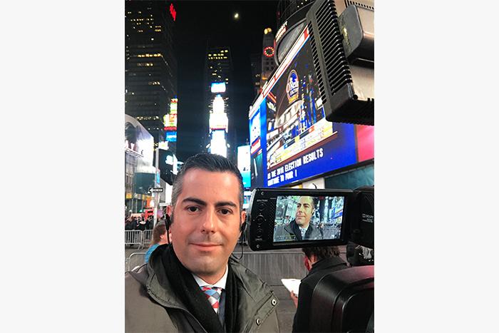  / Covering election night 2016 from Times Square in New York City. Photo provided by Marcelo Medeiros.