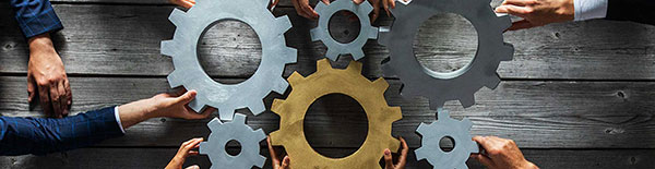 hands on gears on a wooden table