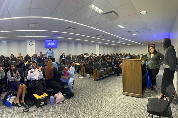 huge crowd at the mock trial competition