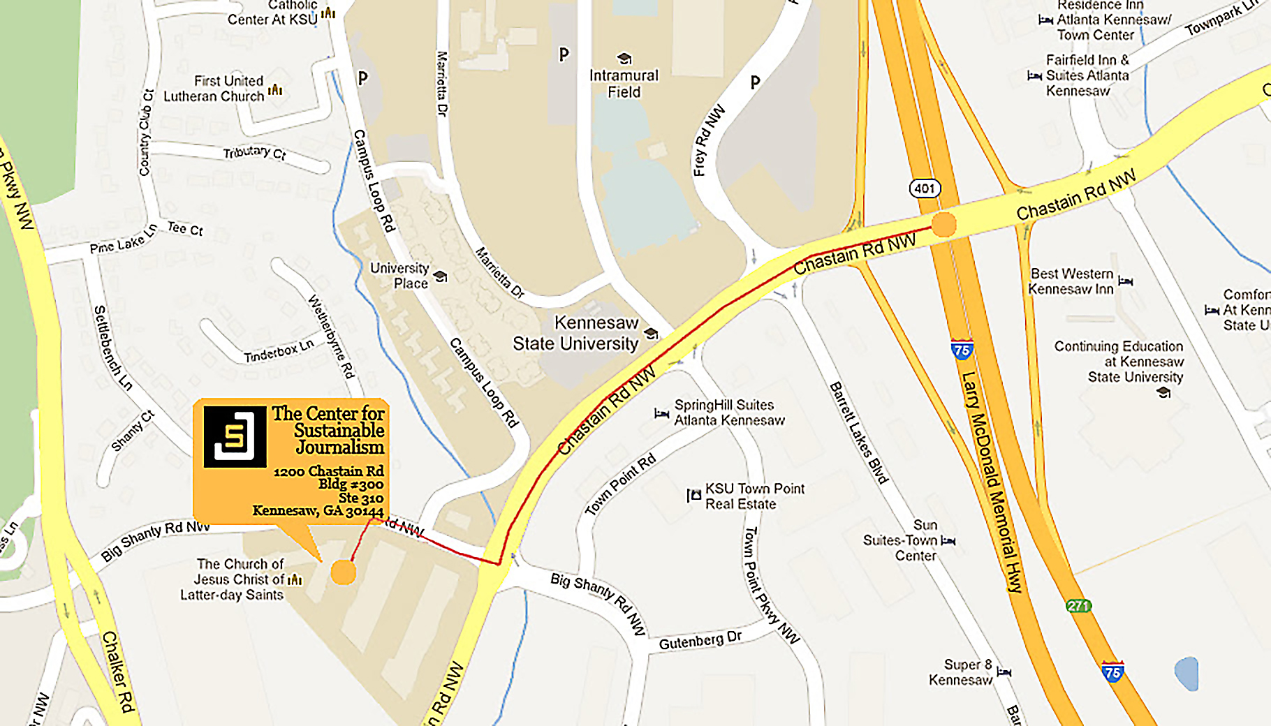 map to the center for sustainable journalism