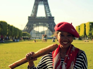 girl in front of eifel tower