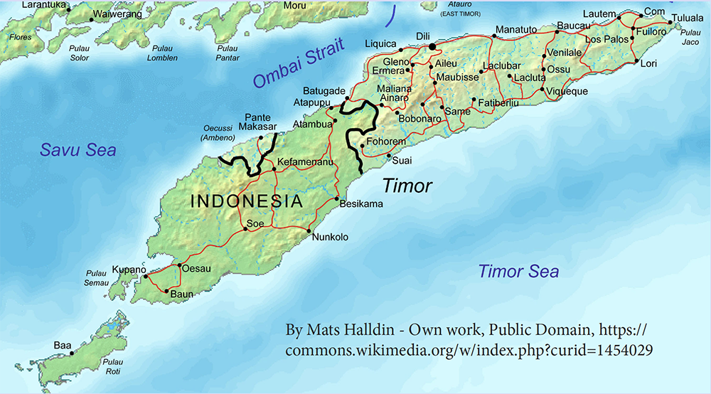 East Timor map showing indonesia and the timor sea