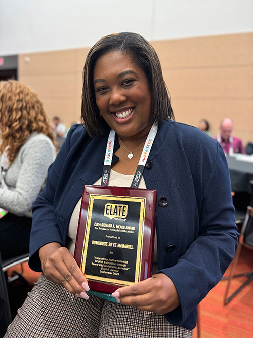 National Council of Teachers of English (NTCE) Award KSU’s Dominique S. McDaniel, Ph.D., the Prestigious ELATE Richard A. Meade Award