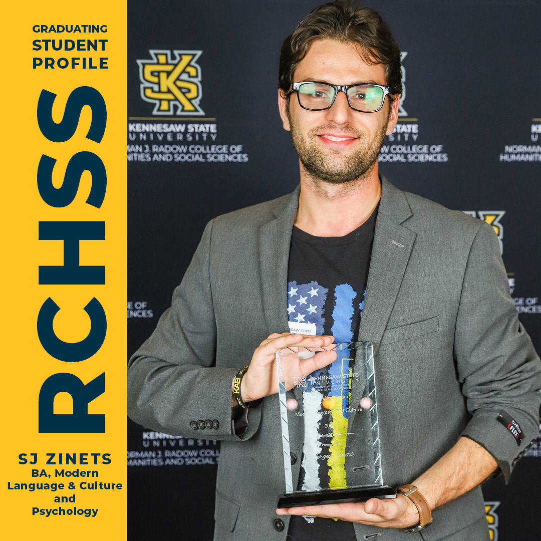 Sergey J. Zinets will graduate with a dual degree in Spanish and Psychology from the departments of World Languages and Cultures and Psychological Science