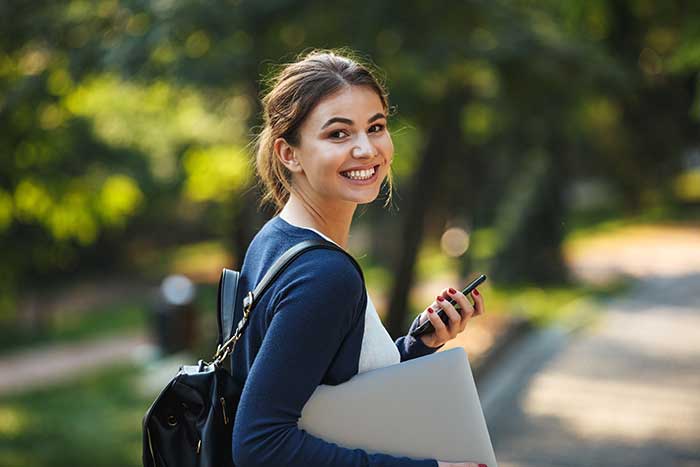 young student on campus