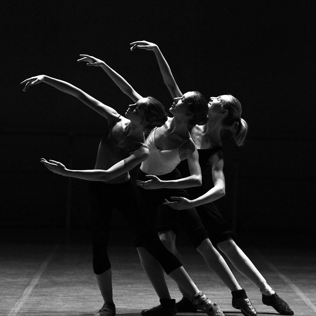 black and white photo of ballet dancers