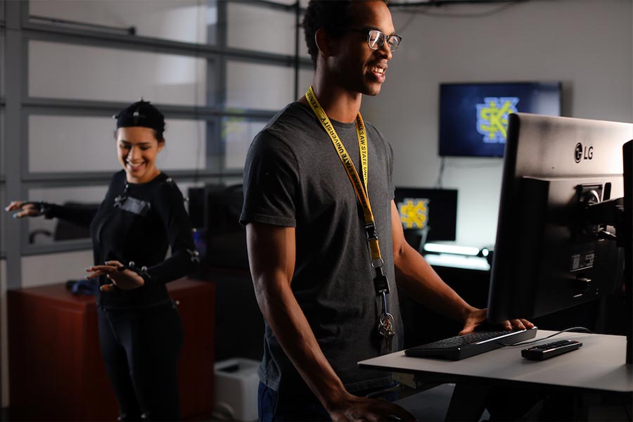 ksu student using a computer.