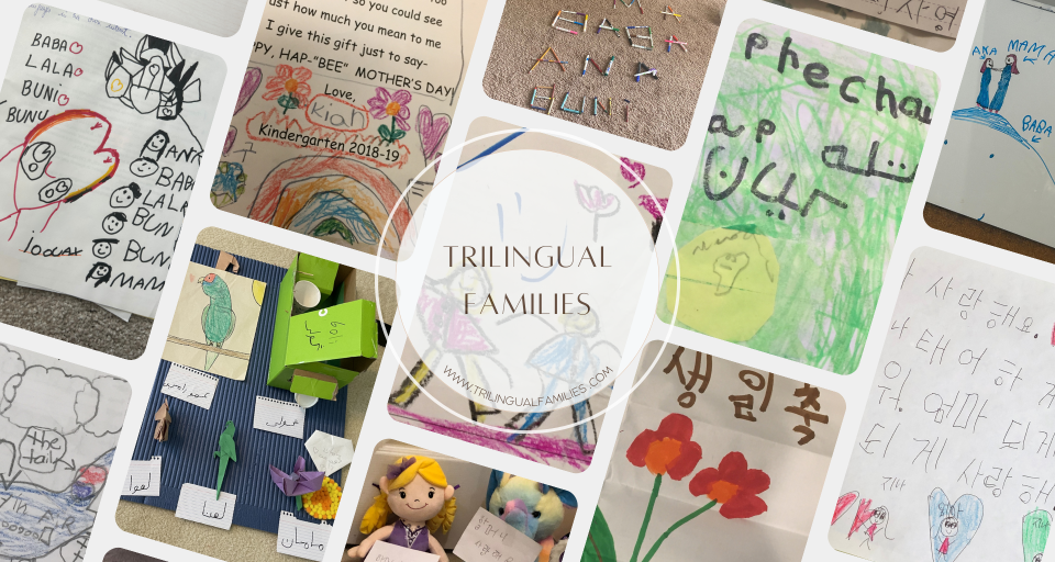 several children's letters and drawings in different Asian languages