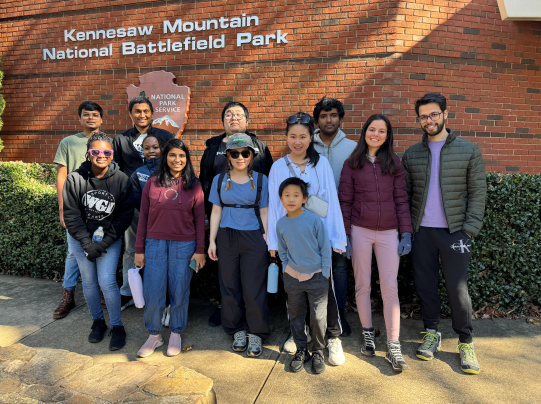 students standing together in front of Kennesaw Mountain National Battlefield Park