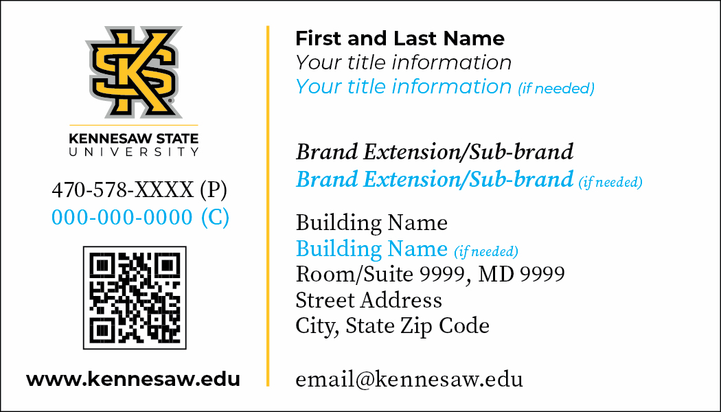 business card version 4 with info and qr code on front