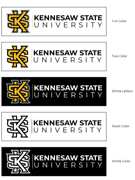 5 versions of the ksu horizontal logo