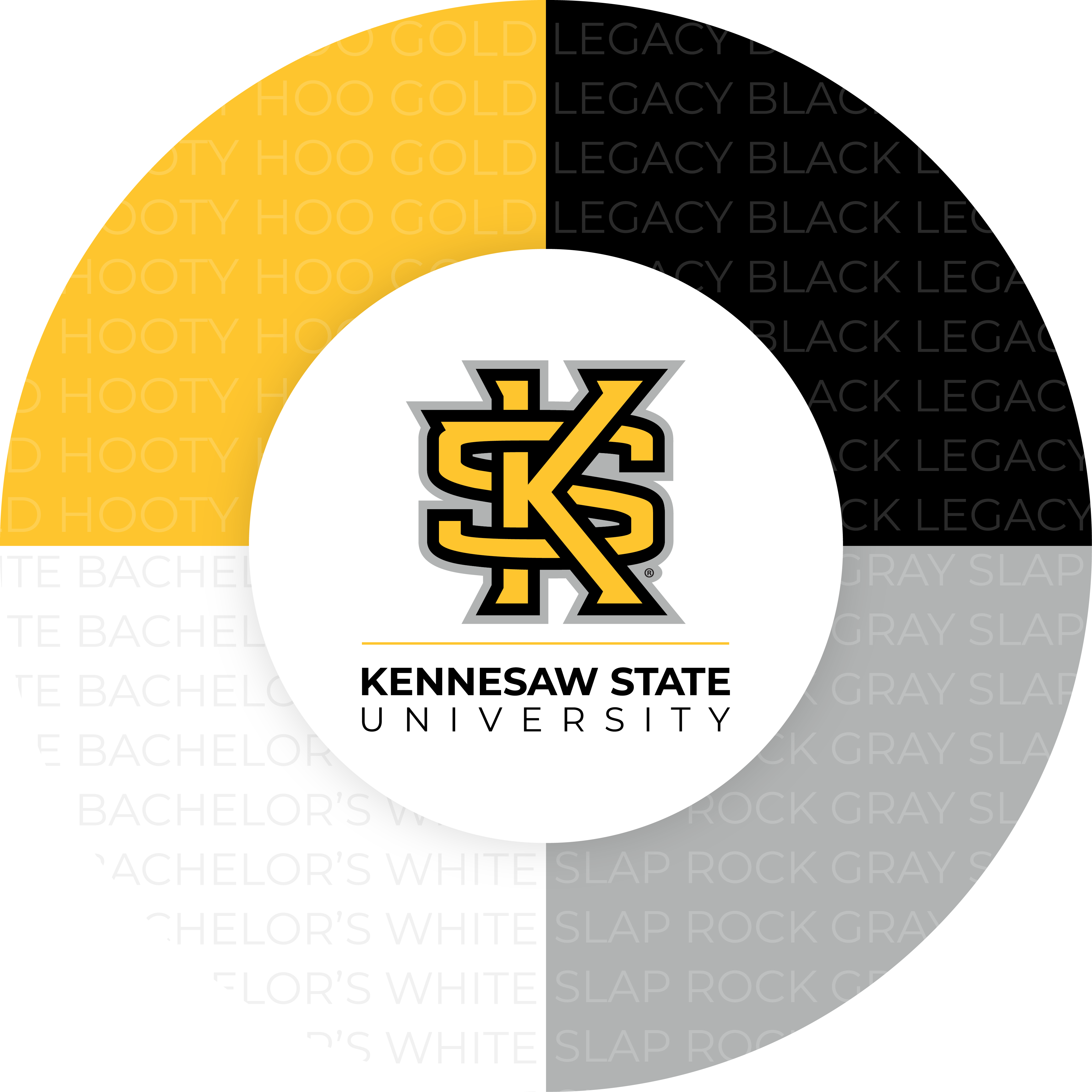 ksu logo inside a yellow, white, black and grey circle