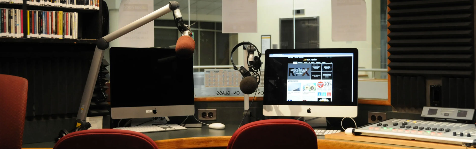 inside view of KSU Student media sound studio.