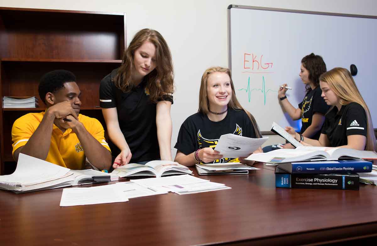 Students studying together in a study room