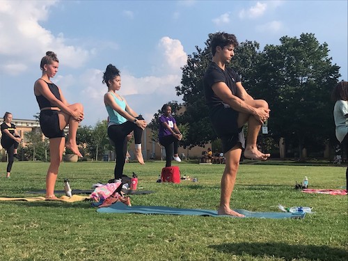 ksu students doing aerobic outside