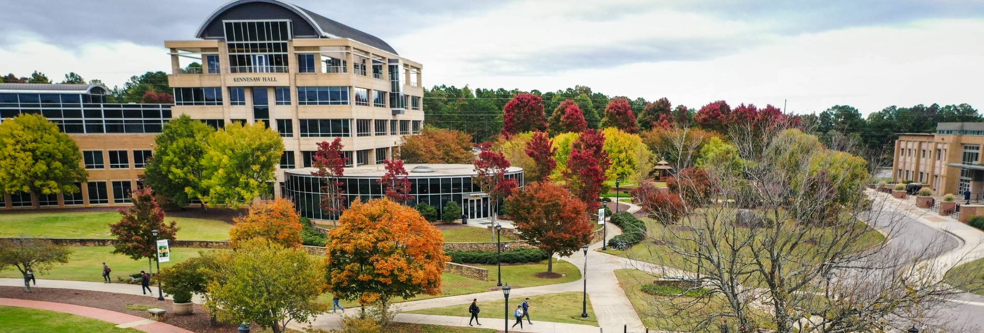 drone sky view of ksu campus