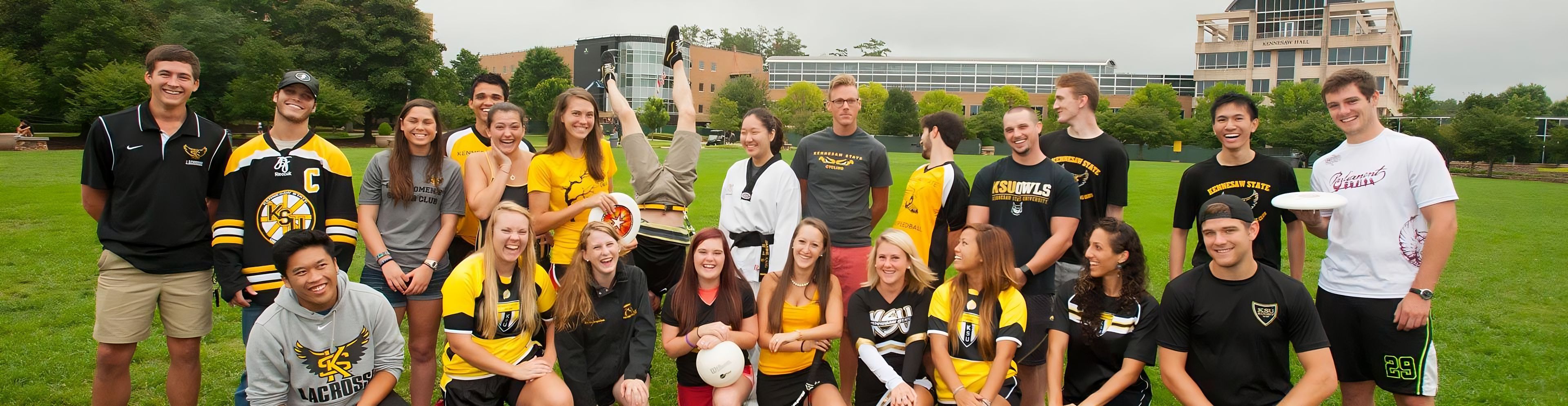 group of ksu students posing together in sports gear