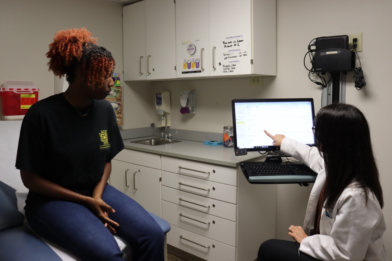 student in clinic