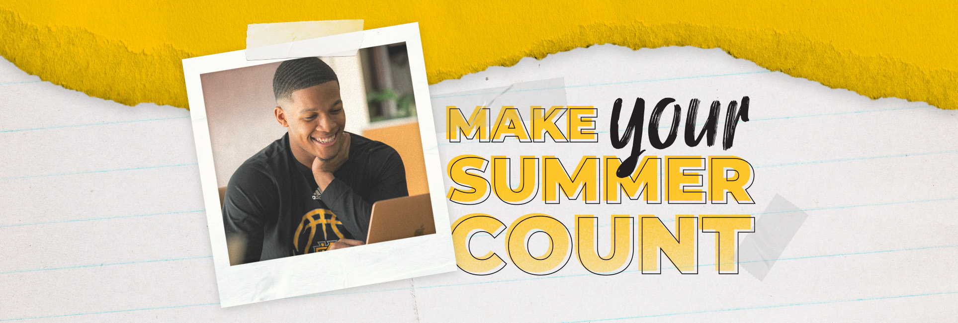 Make Your Summer Count -  Smiling KSU Student on computer