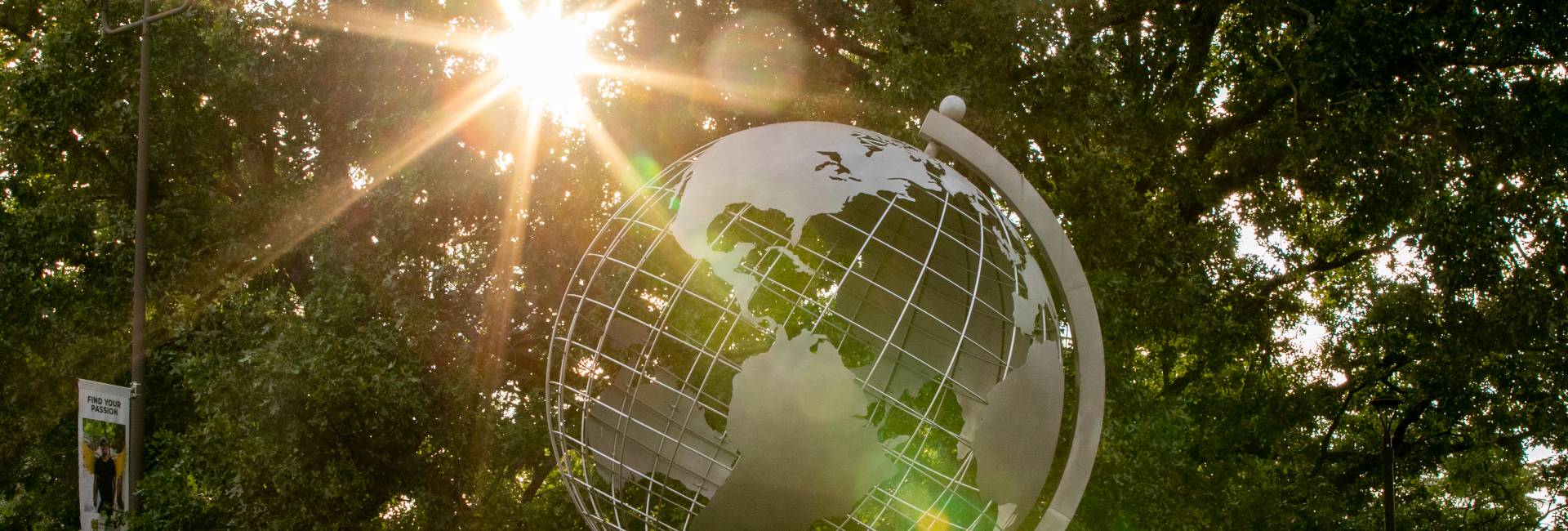 the world globe on the ksu marietta campus reminding us that sustainability is global. 